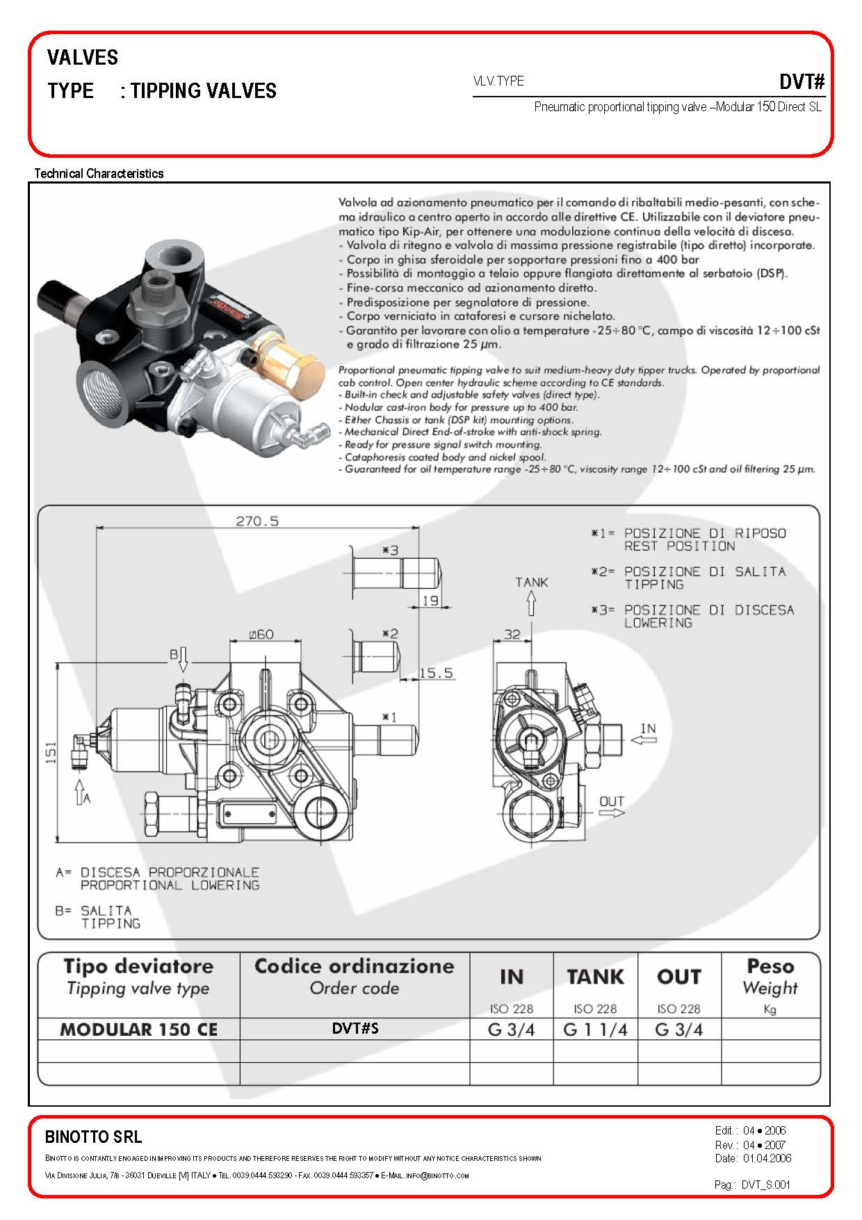 Распределитель самосвальный Modular 150 cart 3/4